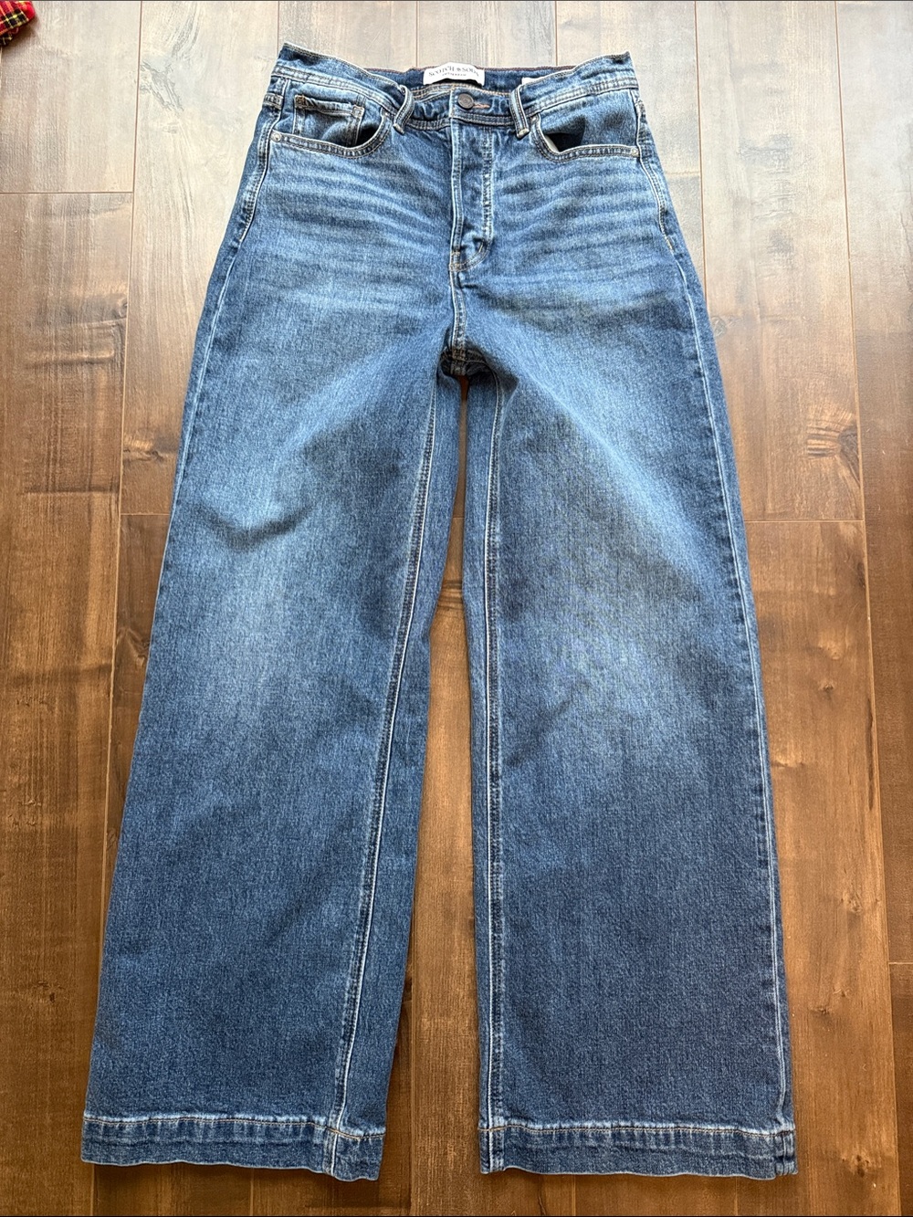 Scotch & Soda Wide-Leg Relaxed Jeans in Medium Blue